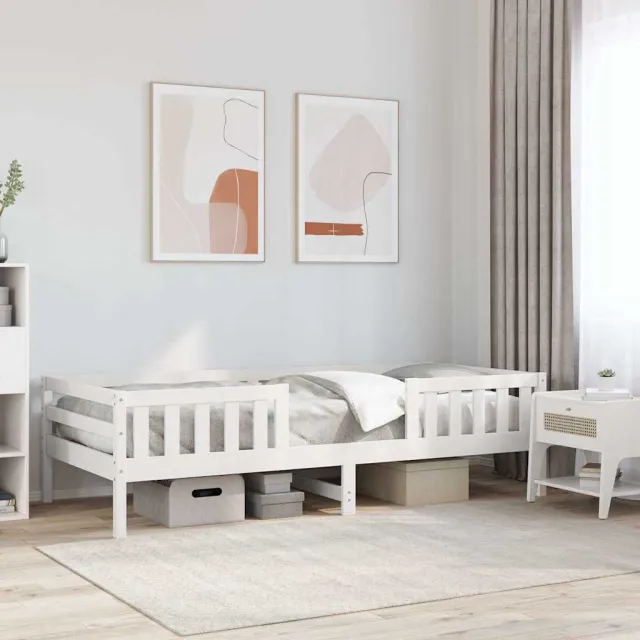 vidaXL Bedframe zonder matras massief grenenhout wit 75x190 cm