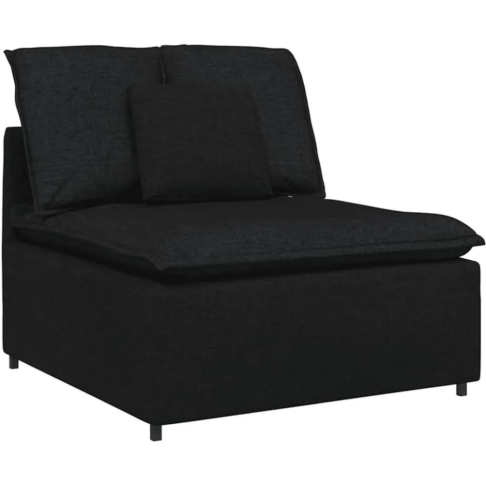 vidaXL Modulaire bank met kussens stof zwart, foto 4