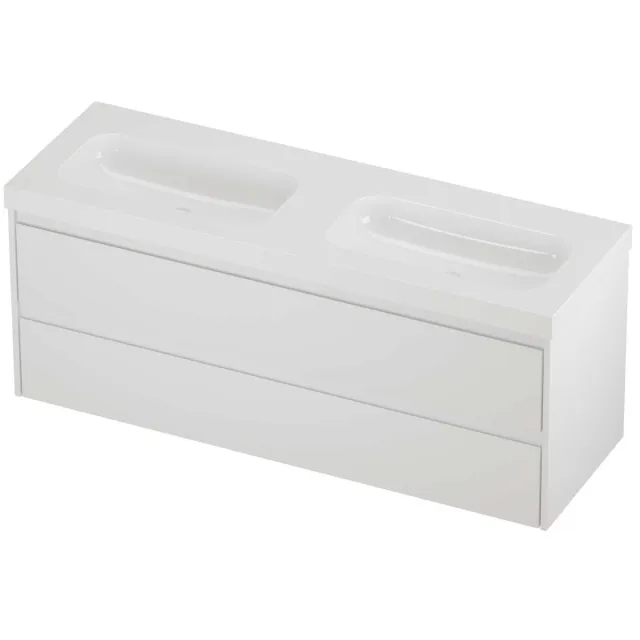 Proline Haga Badmeubelset Polystone Mezza 140x46x58 cm Glans Wit Mat Wit