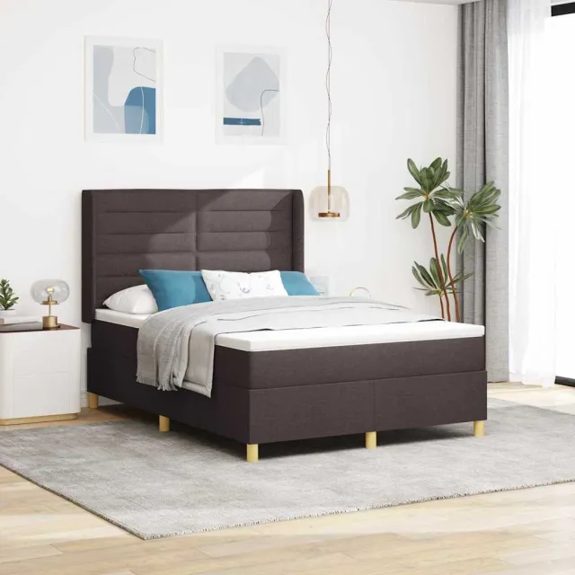 vidaXL Boxspringbed met LED-stripverlichting Bruin 140 x 190 cm Stof