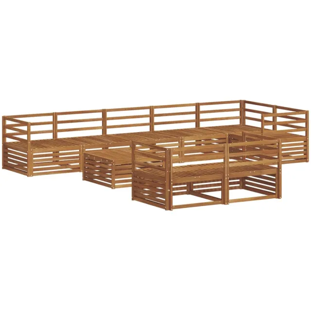 vidaXL Buiten - bank - set - 9 - st - 8-zits - Naturel - Massief - Acacia - Hout