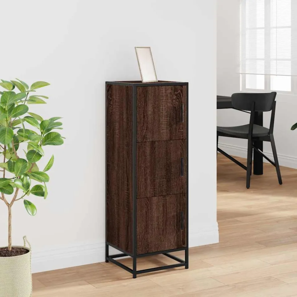 vidaXL Hoge kast 35,5x35x106,5 cm bewerkt hout en metaal bruin eiken, foto 2