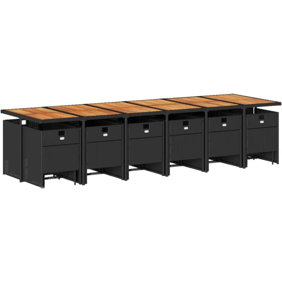 vidaXL 17-delige Tuinset met kussens poly rattan zwart, foto 3