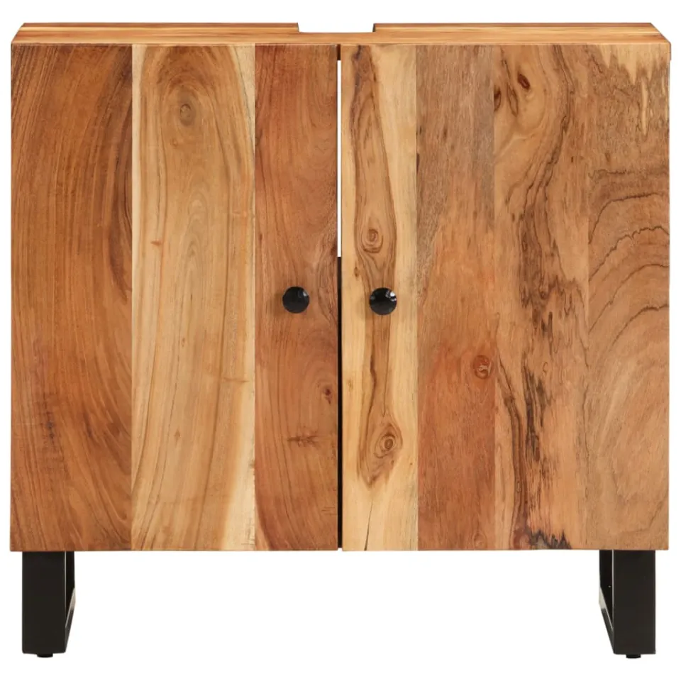 vidaXL Wastafelkast 62x33x58 cm massief acaciahout en bewerkt hout bruin, foto 4