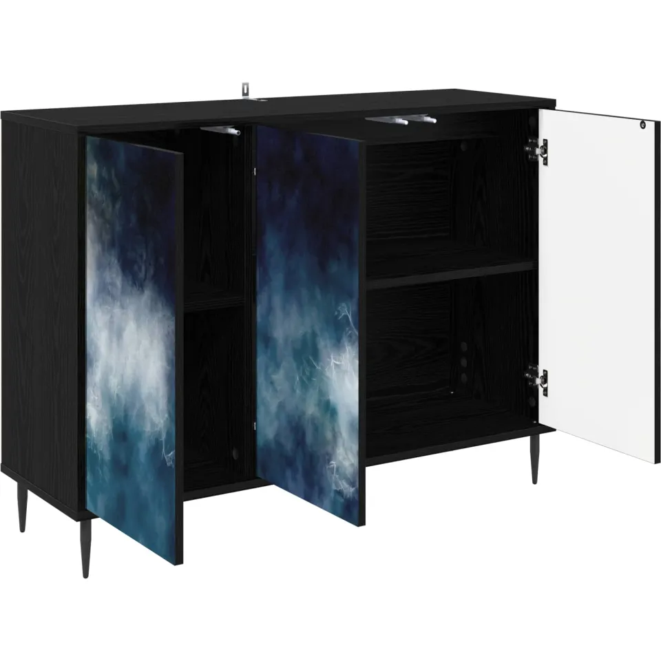vidaXL Dressoir RAALTE Zwart eiken 102 x 33 x 76 cm Bewerkt hout