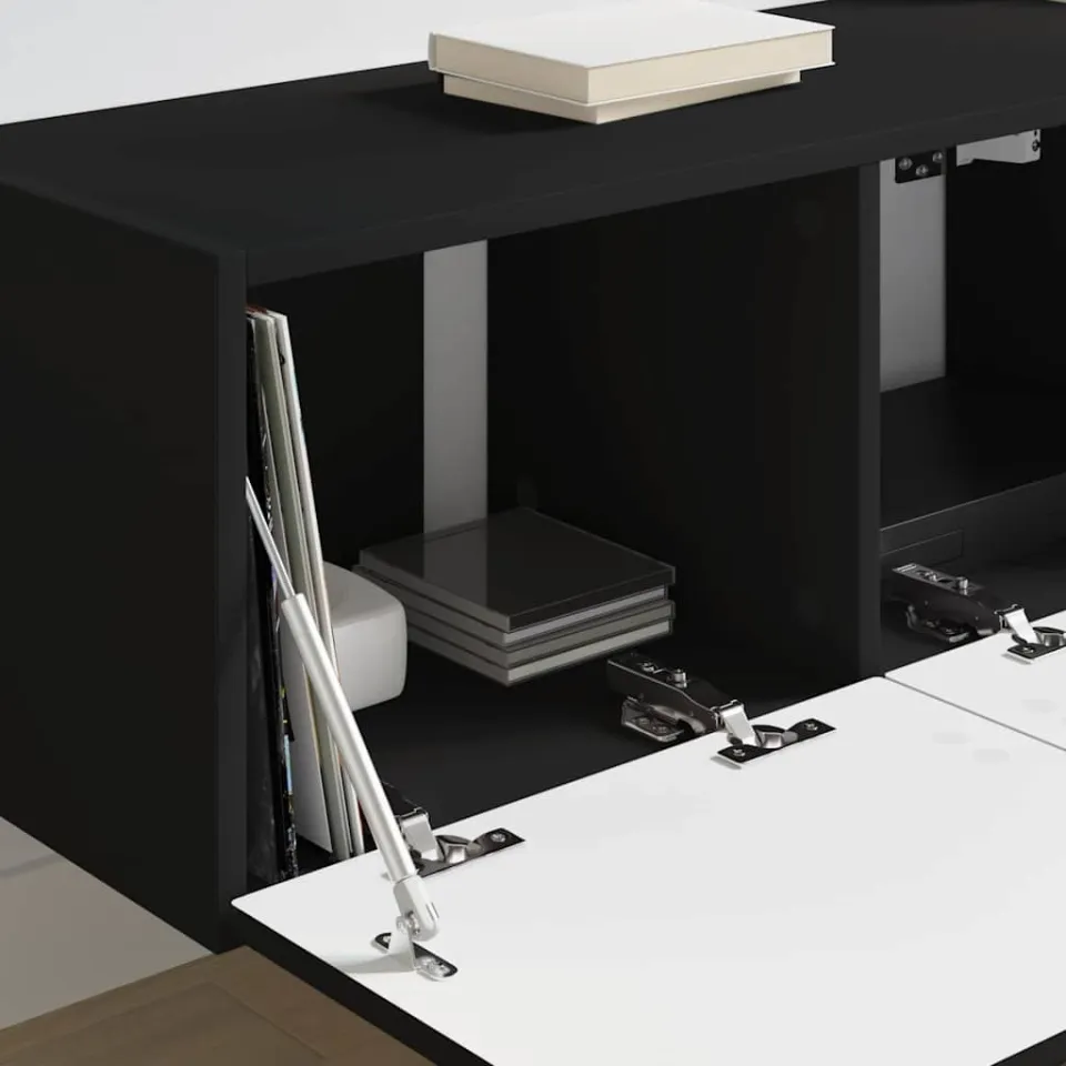 vidaXL TV Wandkast 2 st Zwart Bewerkt hout, foto 4