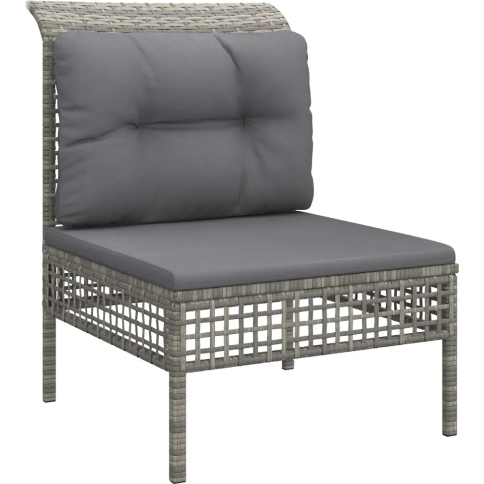 vidaXL 6-delige Loungeset met kussens poly rattan grijs, foto 3