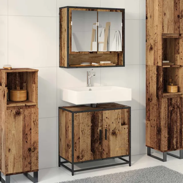 vidaXL Badkamermeubelset 2 st Oud Hout 65 x 33 x 60 cm Bewerkt hout Bruin