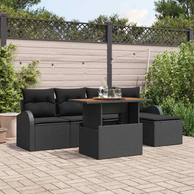 vidaXL Tuin Sofa Set 6 st Zwart Poly riet, foto 2