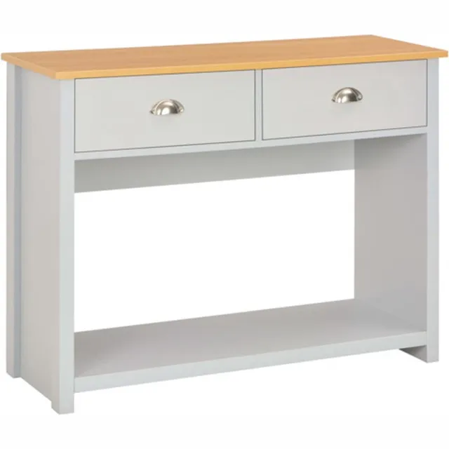 vidaXL Wandtafel - 97x35x76 - cm - grijs grijs en natuurlijke houtkleur