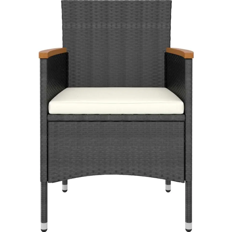 vidaXL 5-delige Tuinset poly rattan en gehard glas zwart, foto 4