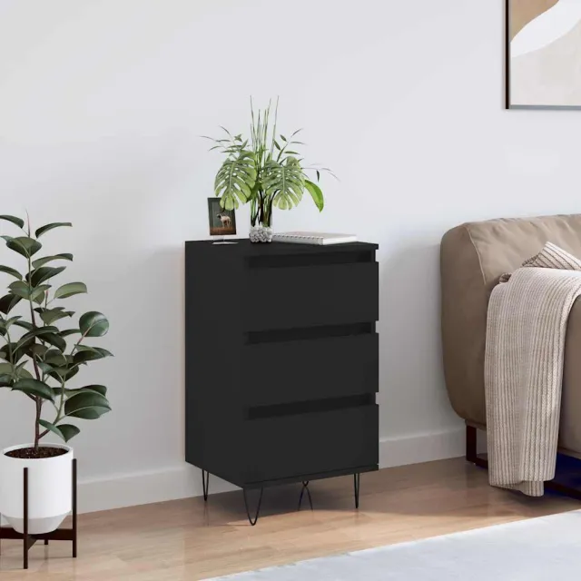 vidaXL Dressoir 40x35x70 cm bewerkt hout zwart, foto 2