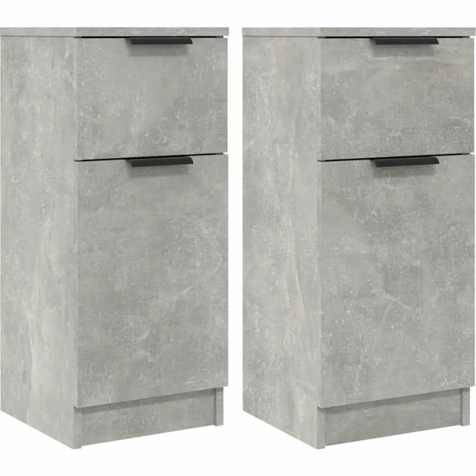 vidaXL Dressoirs 2 st 30x30x70 cm bewerkt hout betongrijs grijs, foto 3