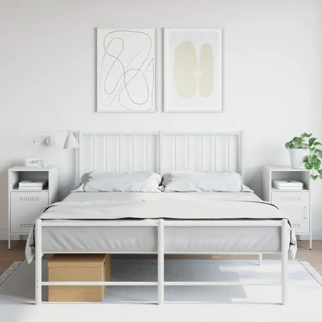 vidaXL Nachtkastjes 2 st 36x39x68 cm staal wit, foto 2