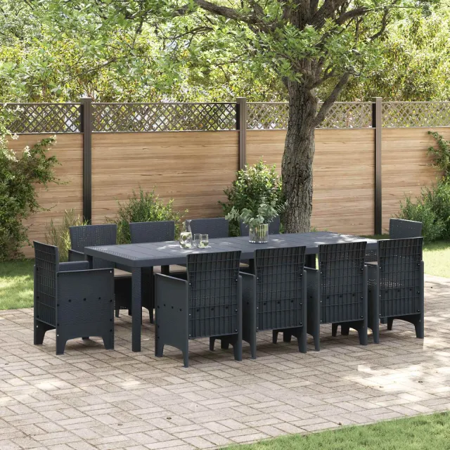 vidaXL Tuin Eetset 11 st Antraciet Polypropyleen Anthraciet