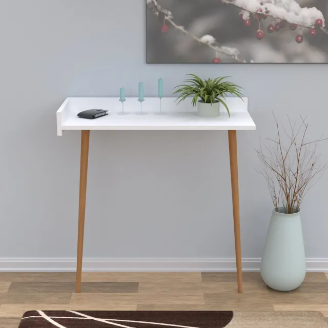 Soof & Tess Soph&Tess Bruno Wandtafel - Sidetafel - Met 2 Potten - Hout - Wandrek - Industrieel - Wit/Bruin