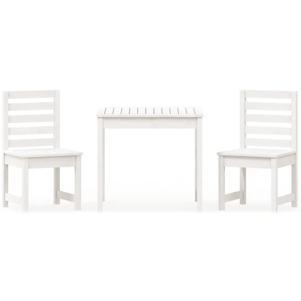 vidaXL 3-delige Bistroset massief grenenhout wit
