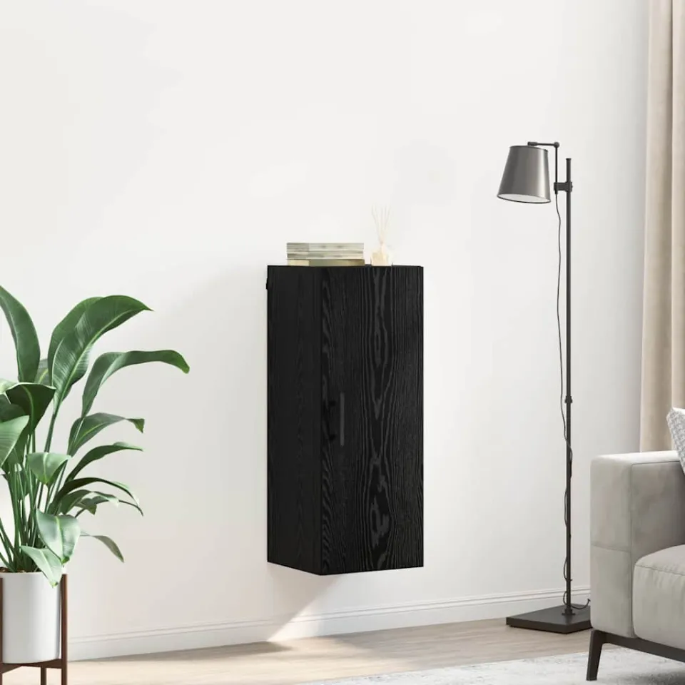 vidaXL Wandkast Zwart Eiken 34,5 x 34 x 90 cm Bewerkt hout, foto 3