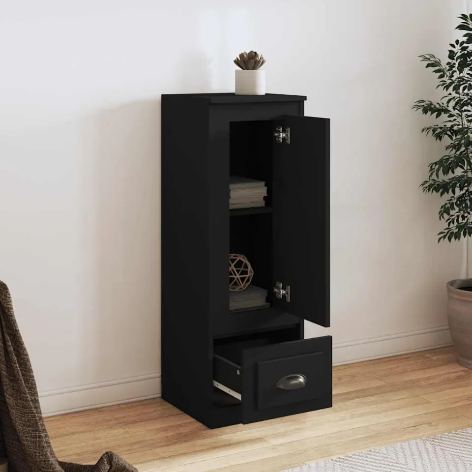vidaXL Hoge kast 36x35,5x103,5 cm bewerkt hout zwart, foto 3