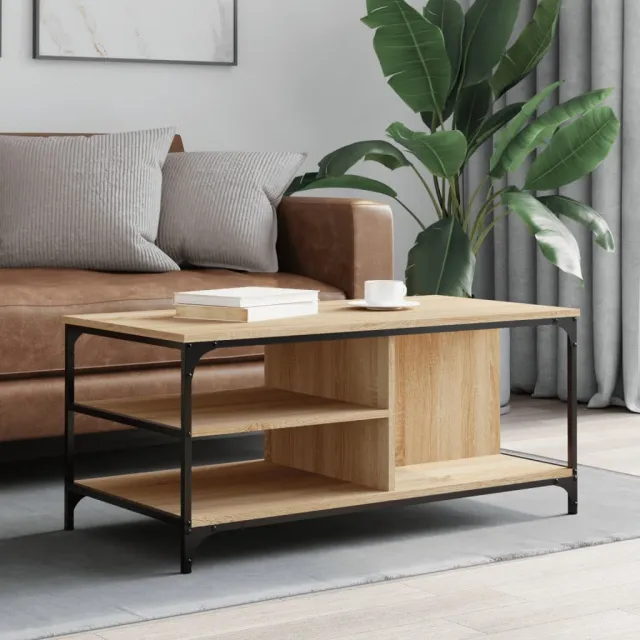 vidaXL Salontafel 100x50x45 cm bewerkt hout sonoma eikenkleurig, foto 2