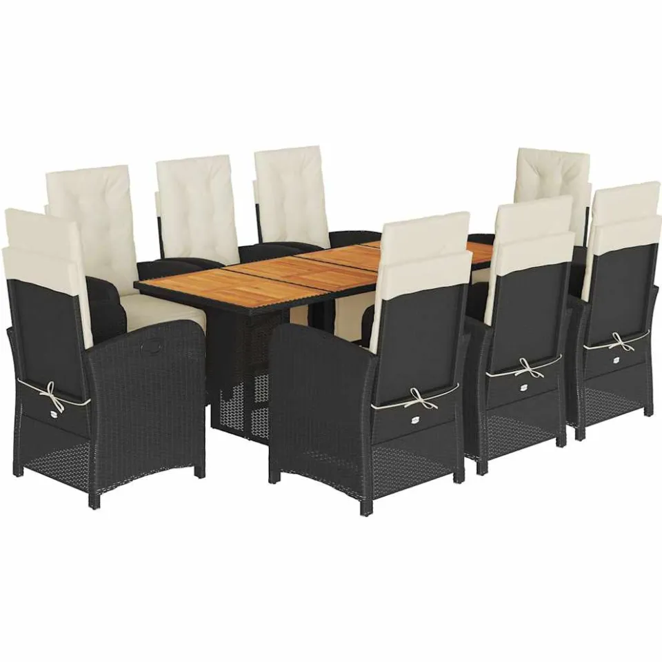 vidaXL 9-delige Tuinset poly rattan zwart, foto 3