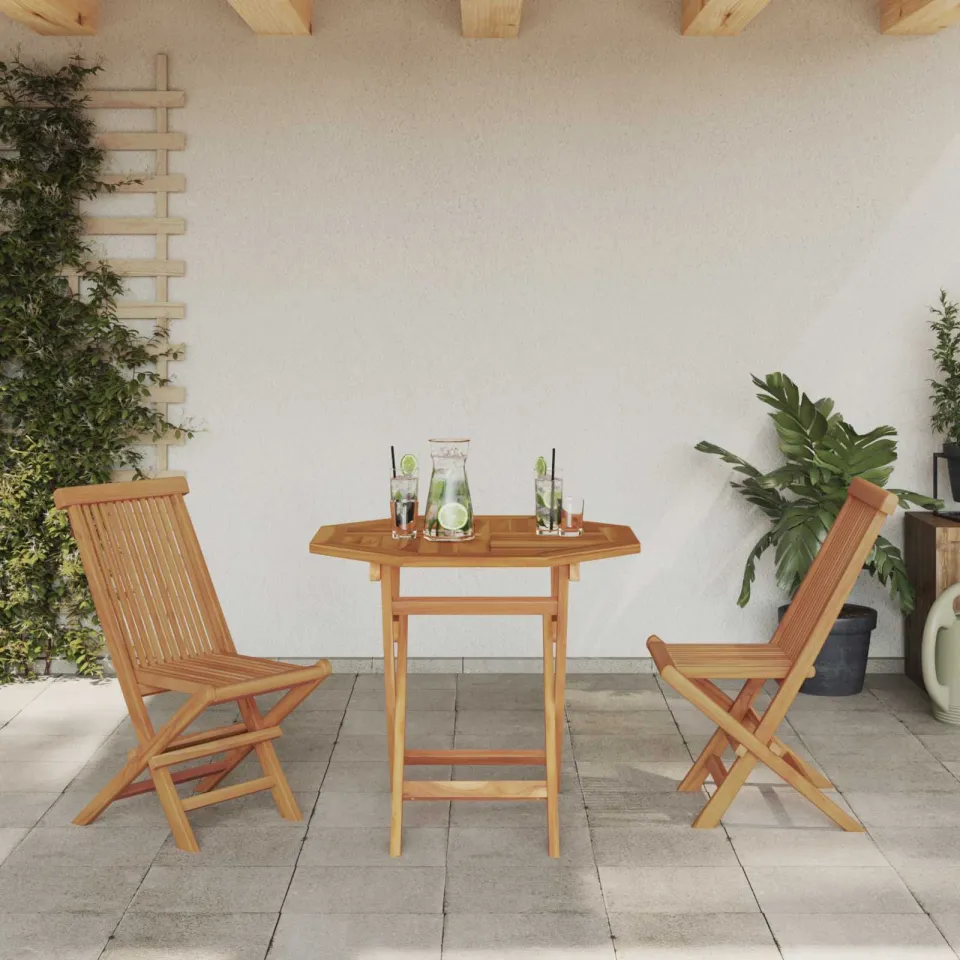 vidaXL Tuin eettafelset 3 st Bruin Massief Acaciahout, foto 4