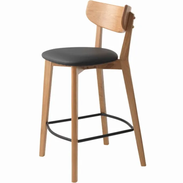 Meubelplaats Barstoel Pero naturel eiken zwart - kunstleer - barstoelen set van 2 Zwart Zwart