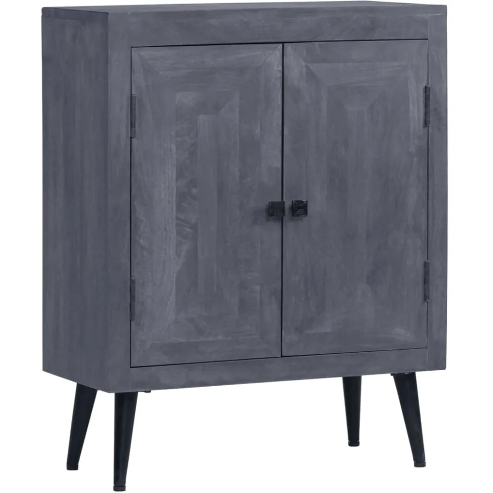 vidaXL Dressoir 60x30x76 cm massief mangohout grijs, foto 4