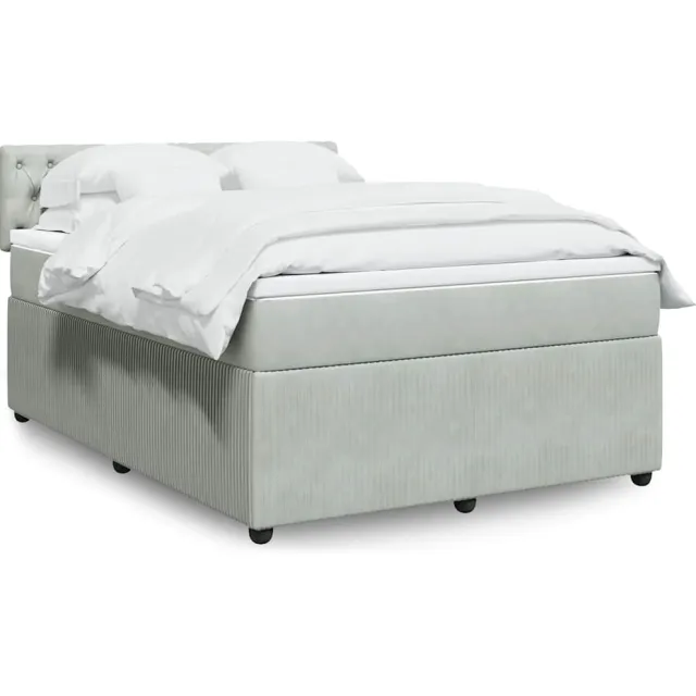 vidaXL Boxspring met matras fluweel lichtgrijs 160x200 cm grijs