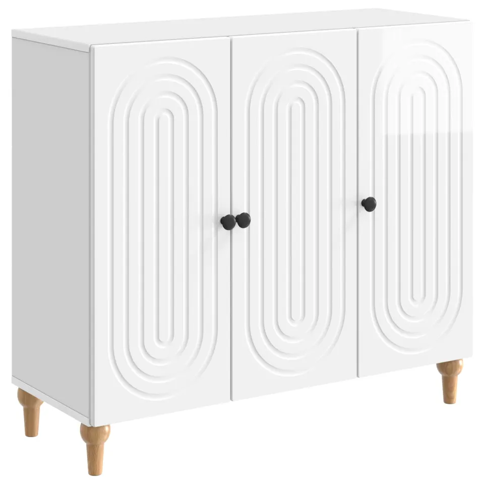vidaXL Dressoir Hoogglans Wit 89 x 34,5 x 80 cm Bewerkt hout, foto 3