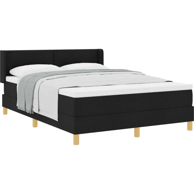 vidaXL Boxspringbed met hoofdeinde Zwart 190 x 140 cm Stof