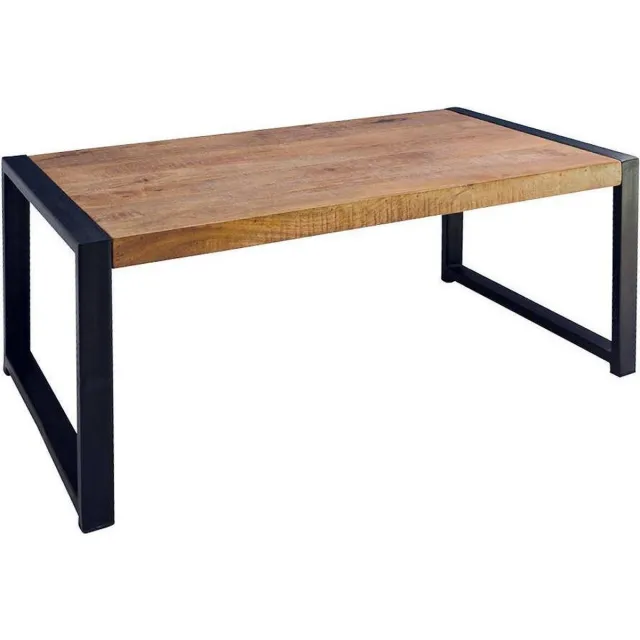 Mahom Mangohouten Salontafel Britt 110 cm Mahom Industrieel - Kleine tafel van Mangohout & Metaal - Industriële Huiskamertafel Bruin
