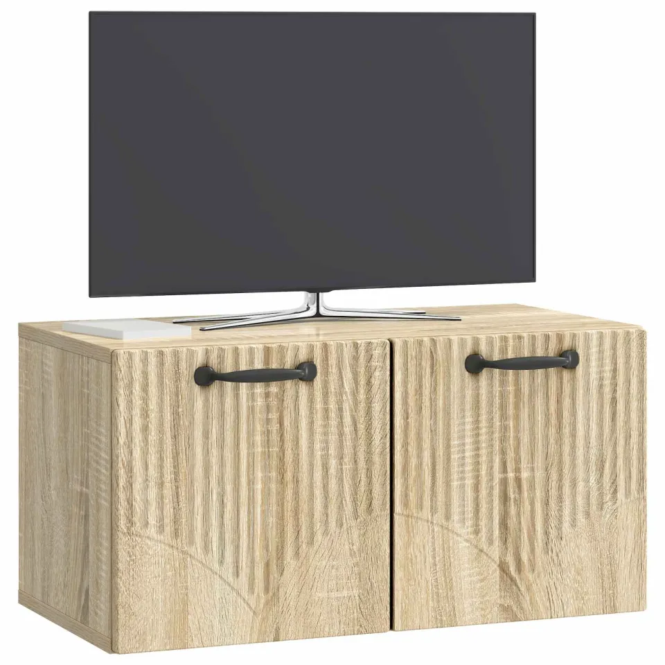 vidaXL Wandbeugel TV-kast Sonoma Eiken 59,5 x 31 x 30 cm Bewerkt hout Bruin