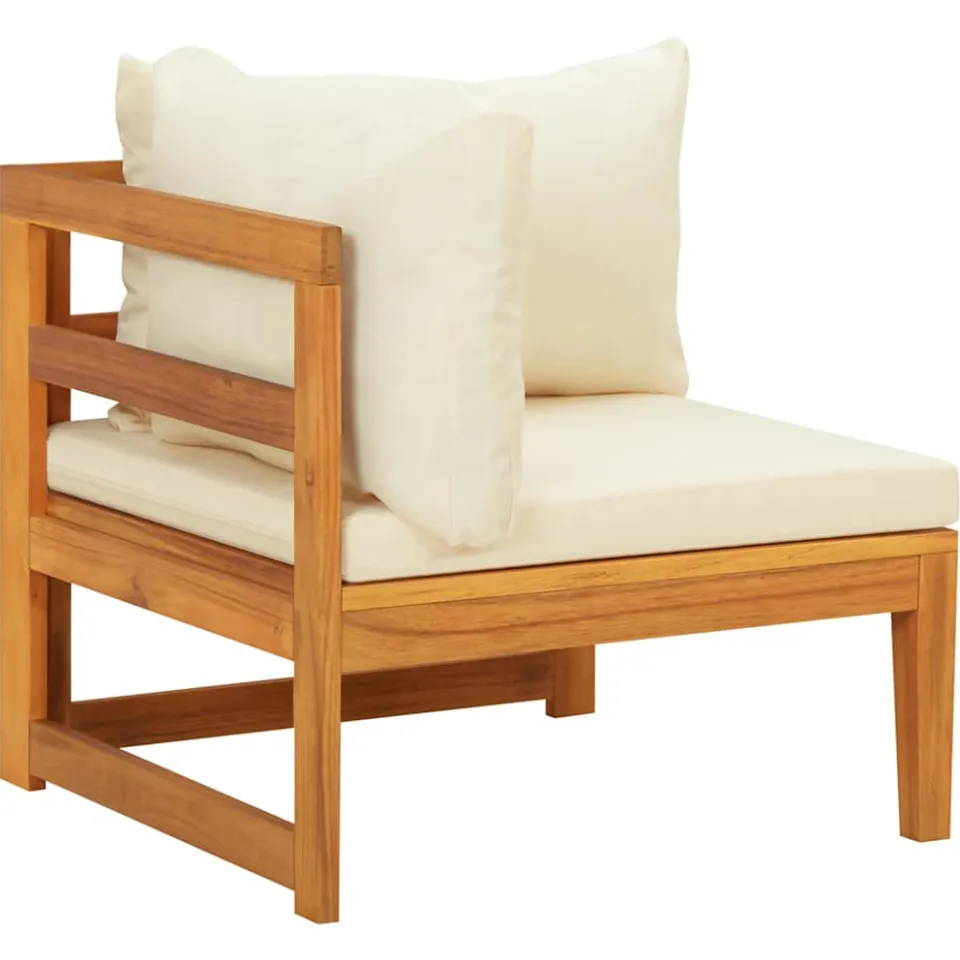vidaXL 3-delige Loungeset met crèmewitte kussens acaciahout