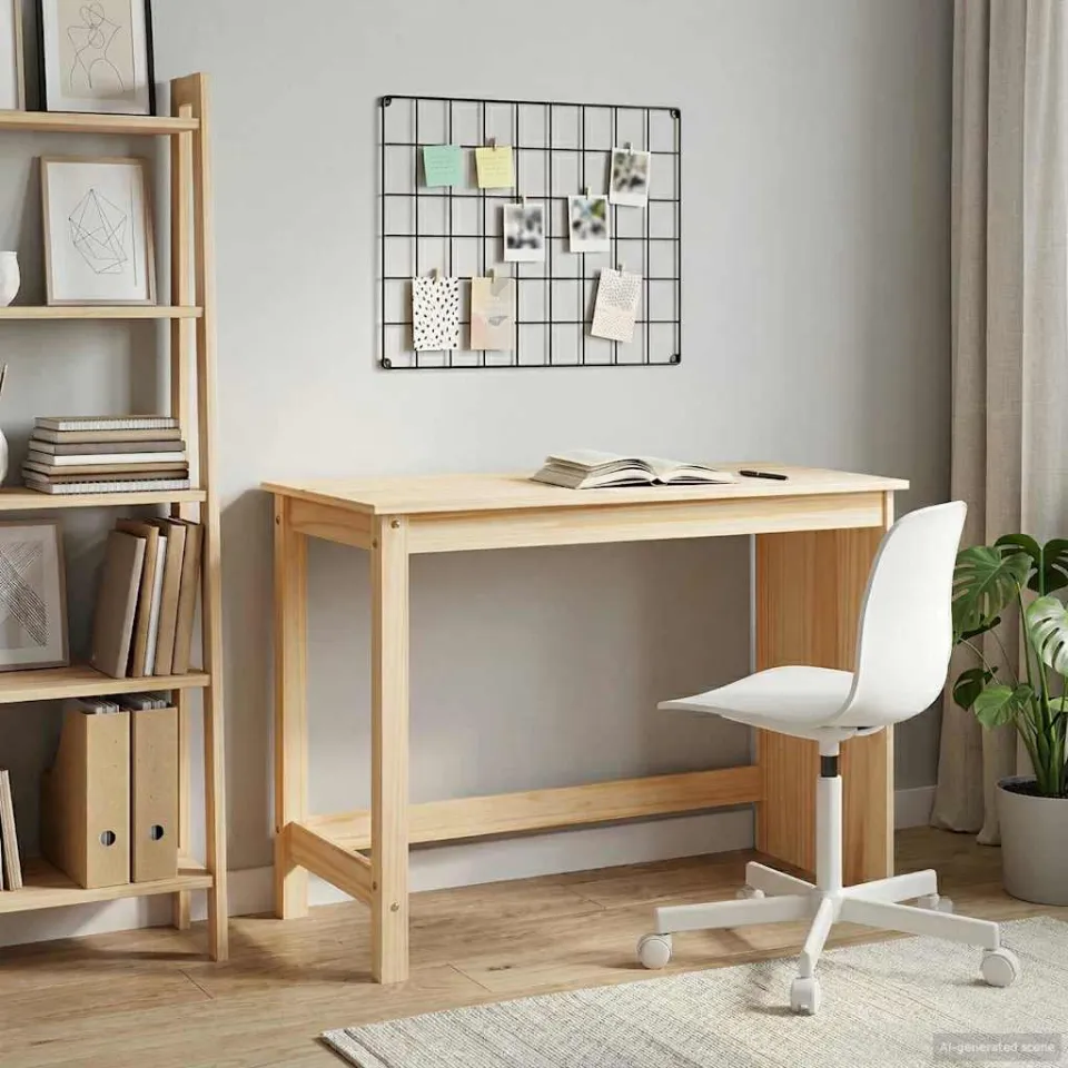 vidaXL Bureau MOSS Bruin 112 x 50 x 75 cm Massief Vurenhout, foto 3