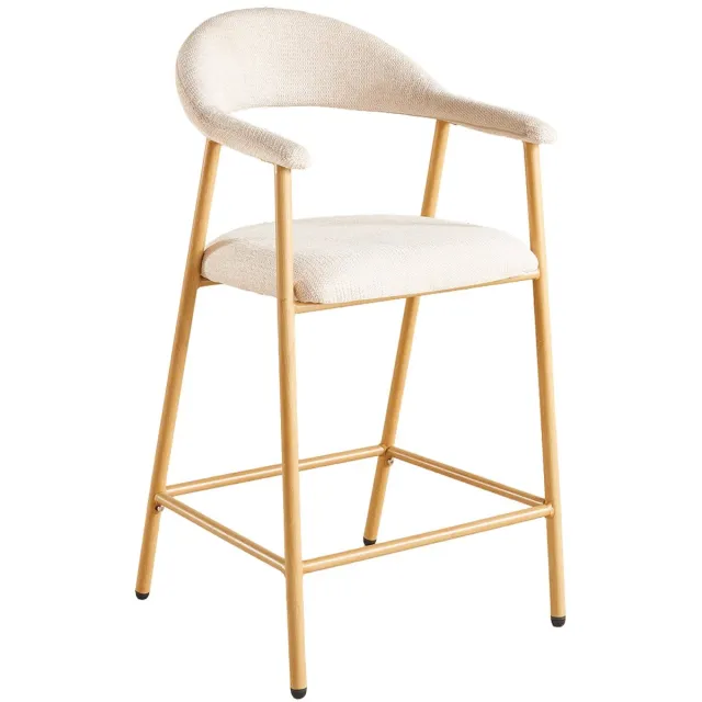 Lizzely Garden & Living SET DEAL 2 stuks: Barkruk Japandi beige Mika lichtbruin minimalistische barstoel japanse stijl