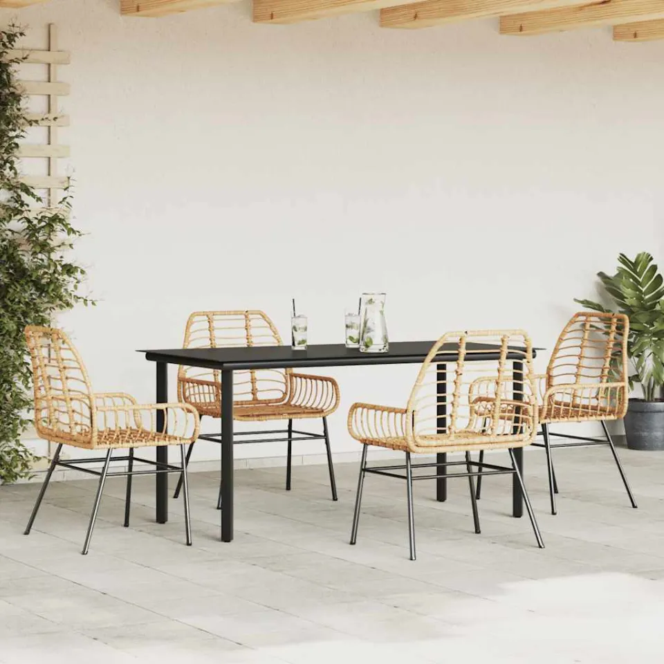 vidaXL 5-delige Tuinset poly rattan glas bruin, foto 2