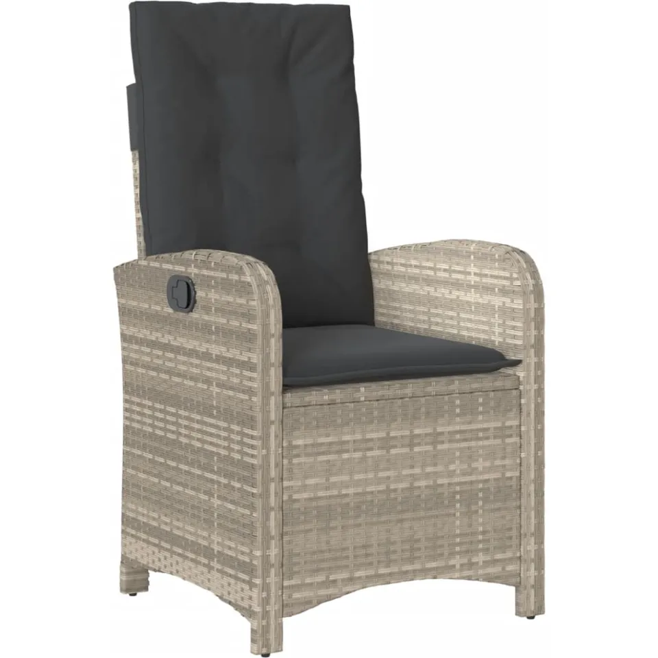 vidaXL 3-delige Bistroset met kussens poly rattan lichtgrijs grijs, foto 3