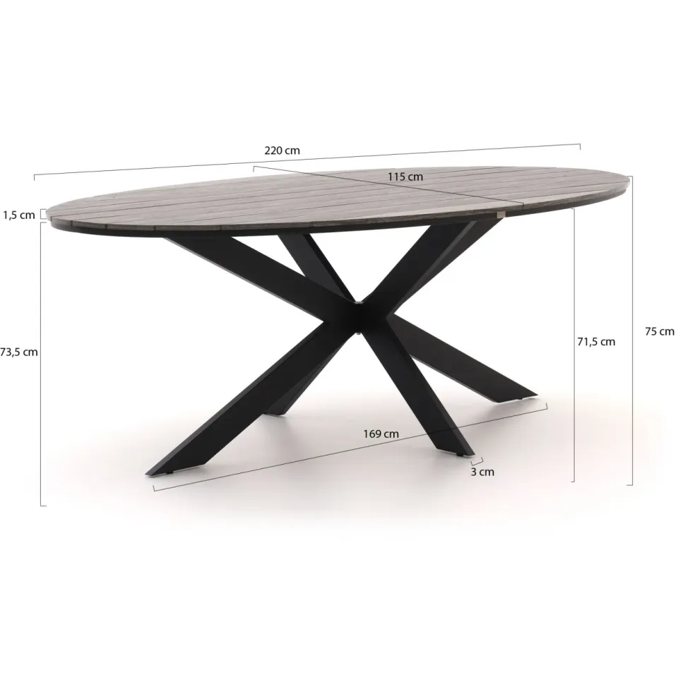 Forza Furniture Forza Capri/Fidenza ø149cm dining tuinset 6-delig verstelbaar, foto 3