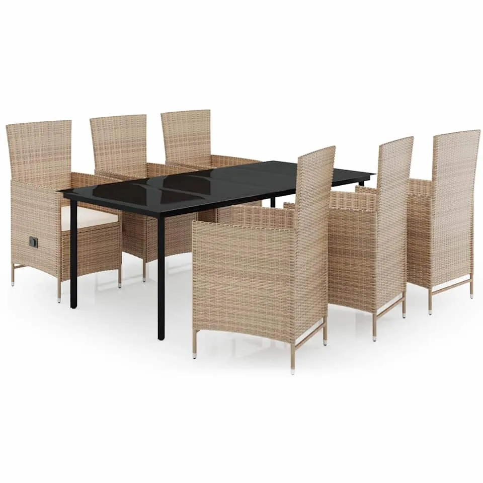 vidaXL 7-delige Tuinset met kussens beige, foto 3