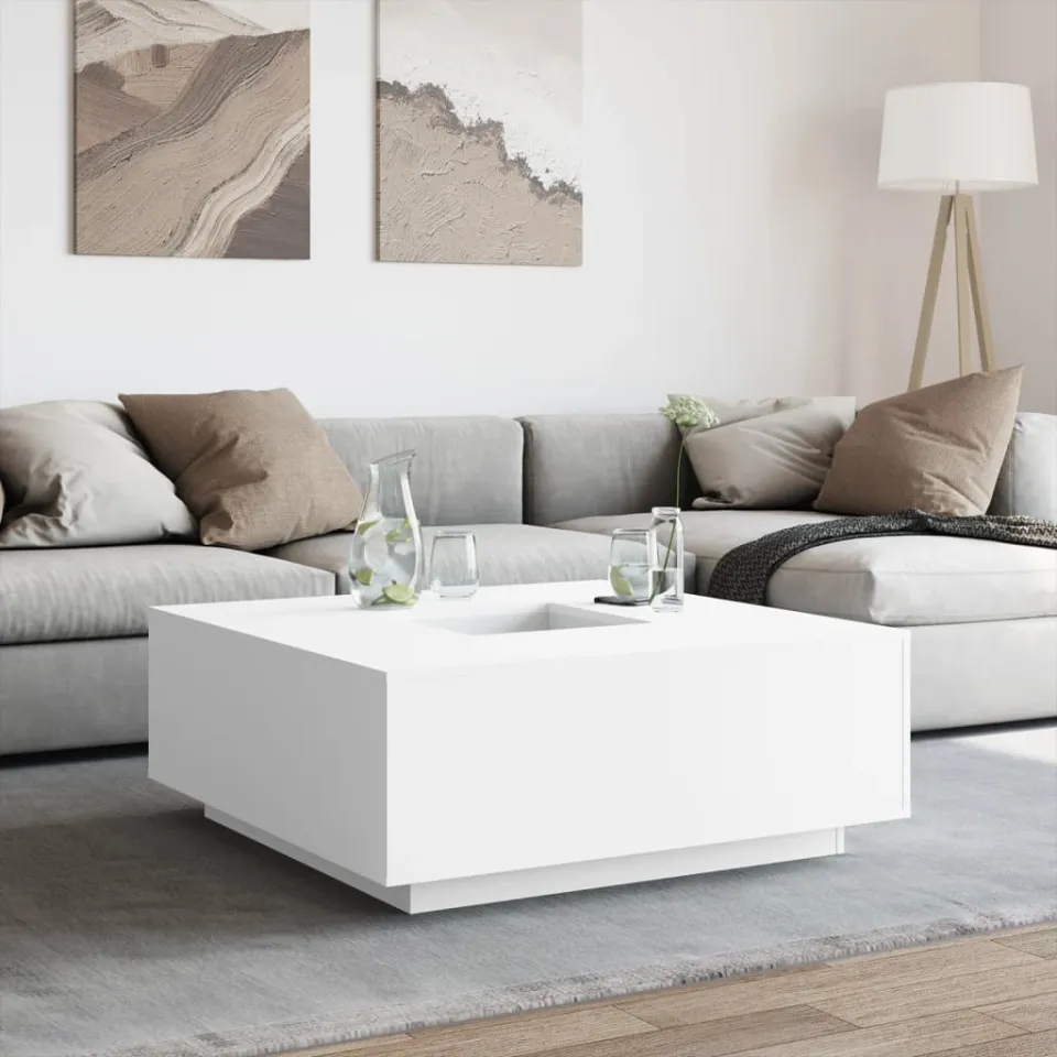 vidaXL Salontafel 100x100x40 cm bewerkt hout wit, foto 2
