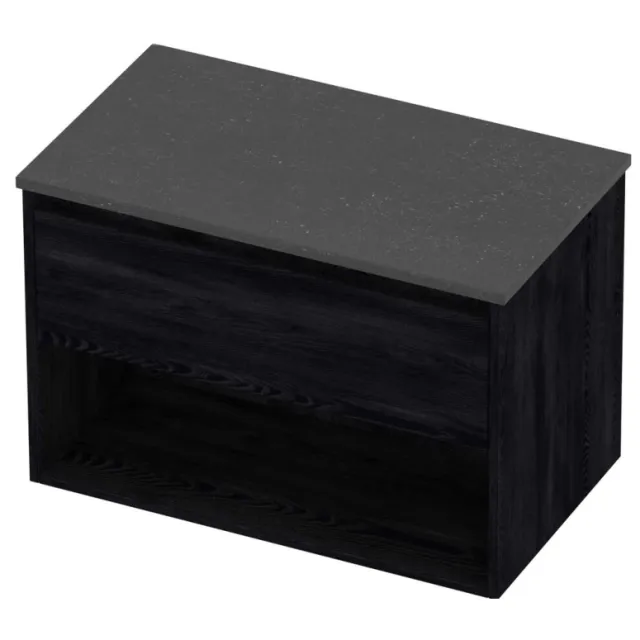 Proline Deck Badmeubelset Hardsteen Met Schap 80x46x55 cm Blue Stone Black Oak Eiken