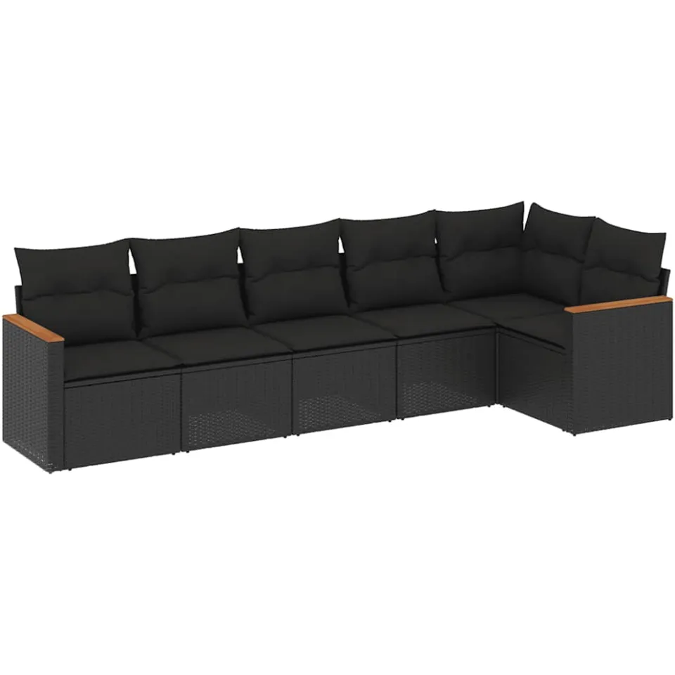 vidaXL Patio Sofa Set 6-zits Black, foto 3