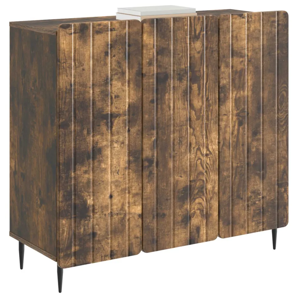 vidaXL Dressoir Gerookt eiken 89 x 34,5 x 82 cm Bewerkt hout Bruin