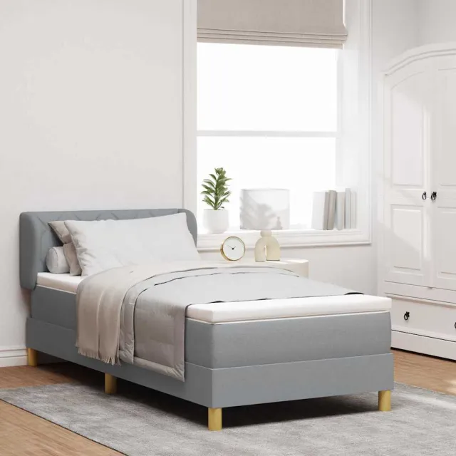 vidaXL Boxspringbed met hoofdeinde Lichtgrijs 90 x 200 cm Stof