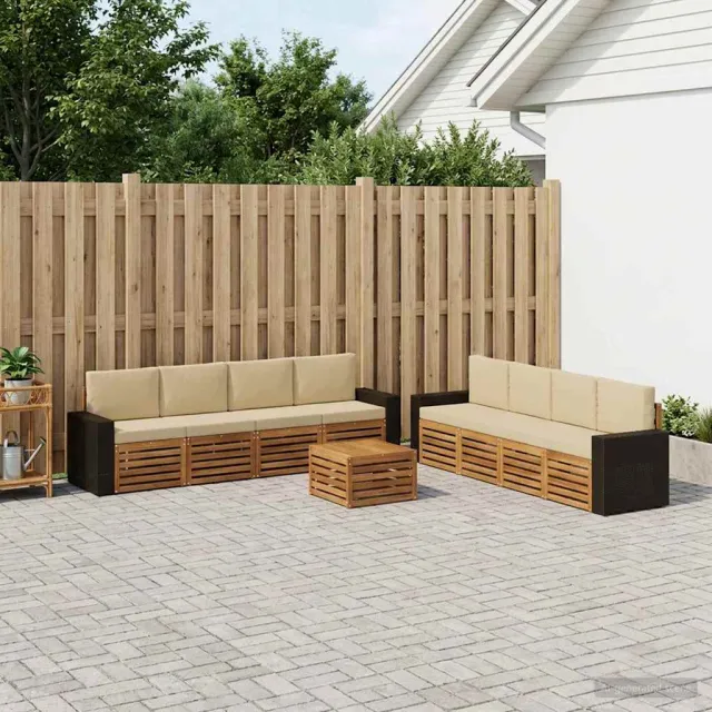 vidaXL Buiten bankenset 9 st 8-zits Natuurlijk en Beige