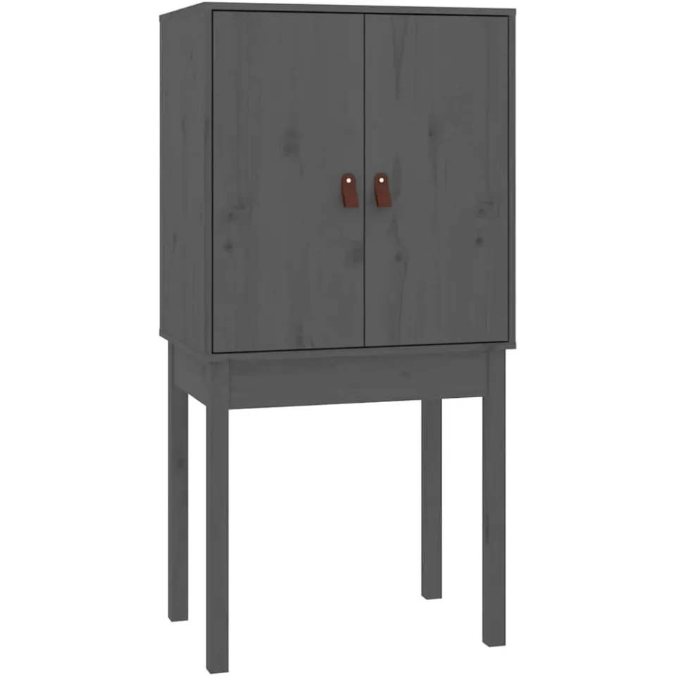 vidaXL Hoge kast 60x40x120 cm massief grenenhout grijs, foto 4