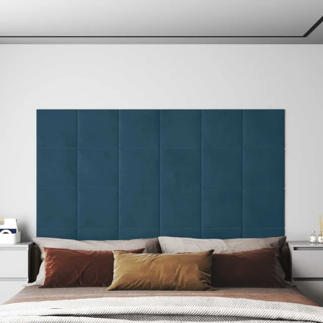 vidaXL Wandhoofdbord 12 st Blauw Fluweel