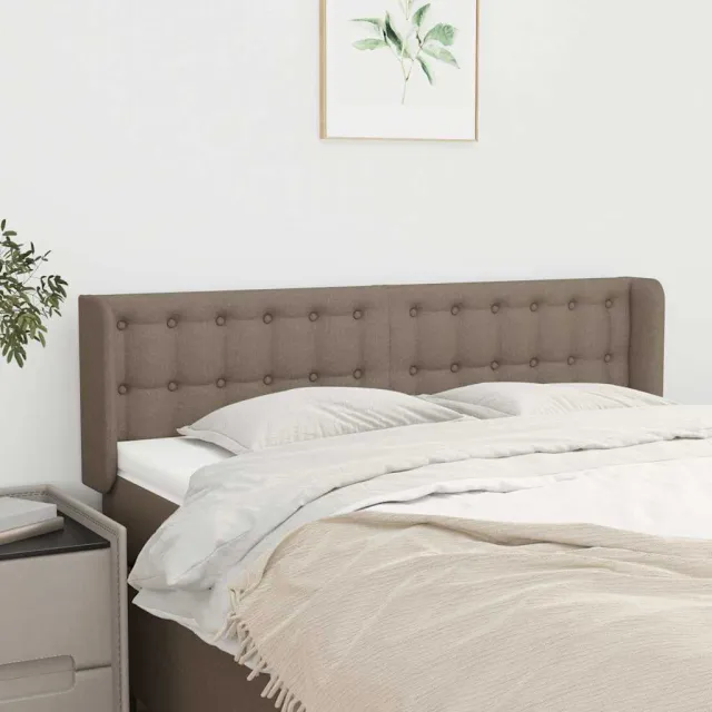 vidaXL Hoofdbord met randen 147x16x78/88 cm stof taupe