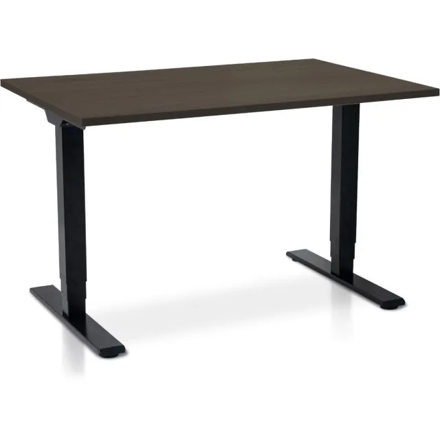 Multi Ratio Zit-sta bureau elektrisch verstelbaar - MRC COMFORT NEN-EN 527 | 140 x 80 cm | frame zwart - blad bruin eiken | 130 cm hoog | 100KG draagvermogen Zwart frame